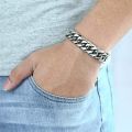 HNSP-Thick Stainless Steel Bracelet for Men, Hand Chain, Punk Male Bracelets, Jewelry Accessories, Gift, 8mm-14mm Wide.