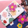Fashion Flower Women Card Protector Cover Case Card Holder Neck Strap with Lanyard Badge Holder Work ID Card Bus ID Card Holder.