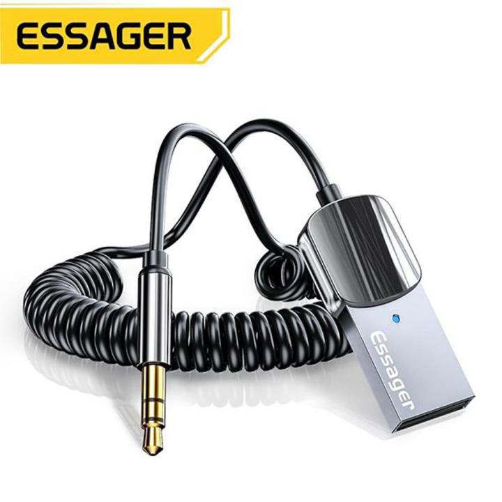 Essager Wireless Essager 5.0 Receiver Adapter Car Speaker 3.5mm Jack Aux Audio Music Dongle for Car Bluetooth Transmitter
