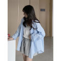 Pink Shirt Women's Spring and Summer 2022 New Lazy Wind Loose Long Sleeve Top Small Shirt Sun Protection Coat.