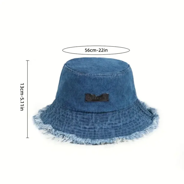 Fashionable%20Distressed%20Denim%20Fisherman%20Hat%20Women%20Washed%20Denim%20Bucket%20Cap%20with%20Tassel%20and%20Iron%20Label%20Outdoor%20Sun%20Protection%20Wide%20Brim%20-%20Image%203
