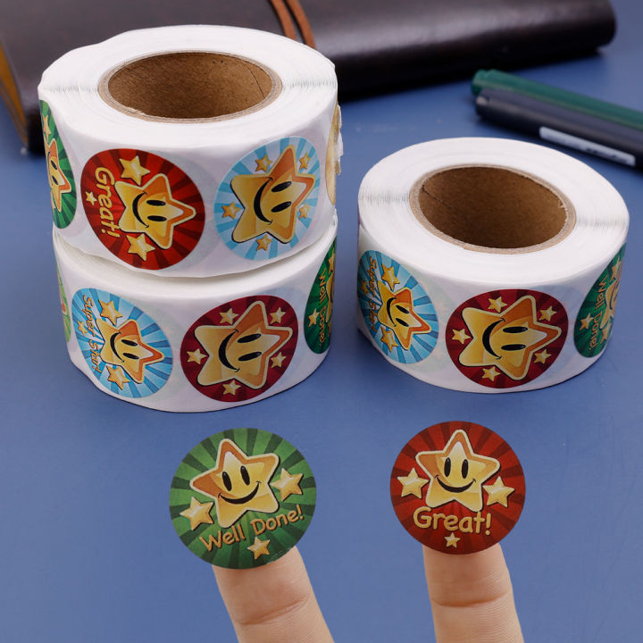 1/2%20RollsChildren%20Cartoon%20Stickers%20Cute%20Smile%20Star%20Letter%20Reward%20Sticker%20Classic%20Toys%20Stationery%20Supplies%20-%20Image%204