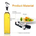 Glass Oil and Vinegar Dispenser, (Set of 1) Modern Olive Oil Dispenser, Wide Opening for Easy Refill and Cleaning, Clear Glass Oil Bottle, Pouring Spouts, 500 ml. 