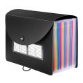 24 Pockets Expanding File Folder Letter A4 Paper Document with Blank Labels Desktop Storage Organizer.
