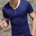 Top Tees Man T-Shirt Fitness T-shirts Mens V-Neck Man T-shirt For Male T-shirts Summer Casual Gym Solid Color Tops. 