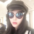 Bingbing Fan Ye with the new autumn PU leather simple beret painter hat solid color leather octagonal hat female.