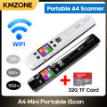WiFi iSCAN Wireless Mini Portable A4 Document Scanner with 32G TF Card Images JPG PDF Formate Reader Pen 1050 dpi USB Wired. 