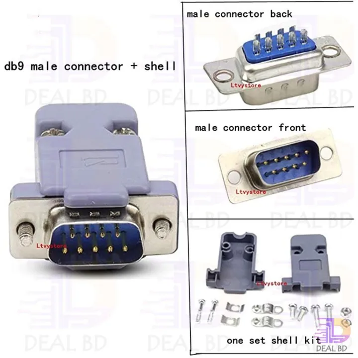 Db9 Db-9 Male Rs232 9 Pin Serial Port Connector Jack Adapters With Shell Punching Needle Male Jack Computer Cable Connector Electrical Circuitry & Parts - Solar Panel