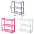 Storing Blue/Pink/White Three-Layer Storage Rack Adjustable Multifunctional Plastic Desk Shelves Hollow Assembled Stationery. 