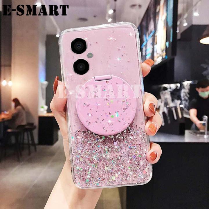 Custodia Glitterata Con Magnete Per Xiaomi Poco M4 Pro 5G - Morbida Silicone Con Supporto Mag-Safe - Rosa - 4