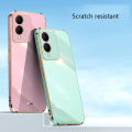 Biruiqu for VIVO Y17s Back Cover Luxury 6D Plating Frame Shiny Bling Phone Pounch Soft Silicone Square Phone Case.