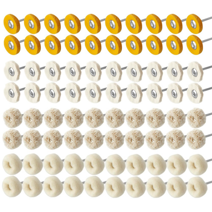 80Pcs Inch Cashmere Cotton Cloth Polishing Buffing Wheel Kit for Rotary Tools, 3mm 1/8Inch Shank Small Polishing Wheel Parts Accessories