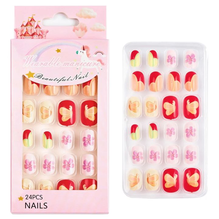 24pcs/Box%20Cartoon%20Kids%20False%20Nails%20Full%20Cover%20Press%20On%20Children%20Detachable%20Self%20Glue%20Nail%20Art%20for%20Girls%20Manicure%20Tips%20Decor%20-%20Image%207