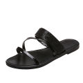 2024 New Foreign Trade Plus Size Casual Slippers Women's Round Toe Straight Rhinestone Flat Slippers.