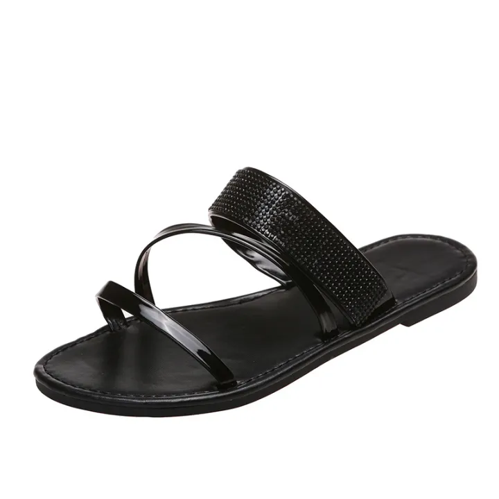 2024%20New%20Foreign%20Trade%20Plus%20Size%20Casual%20Slippers%20Women's%20Round%20Toe%20Straight%20Rhinestone%20Flat%20Slippers%20-%20Image%207