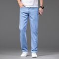 Brand Clothing Summer Lyocell Jeans Men Thin Loose Straight Stretch Denim Pants Light Blue Classic Trousers Large Size 40 42 44. 