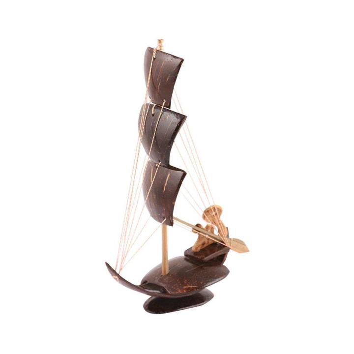Coconut Shell Made Three Sailing Boat Showpiece - Wall Decoration