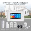 YUPA Burglar Home Security Alarm System 4.3 Inch Touch Panel WIFI GSM Wireless With Motion Sensor TUYA App Compatible With Alexa.