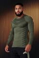 Spring and autumn new youngla men's long-sleeved T-shirt gym exercise fitness quick-drying breathable elastic bottoming shirt.