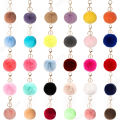 Cute Imitation Rex Rabbit Fur Plush Keychain 8cm Fluffy Pompom Ball Bag Backpack Decoration Car Key Chain Girl Gift Accessories. 