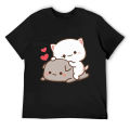Cute Mochi Peach Cat Milk Goma Cartoon T Shirts Men Women's Cotton Funny T-Shirts O Neck Tees Short Sleeve Clothing Gift Idea. 