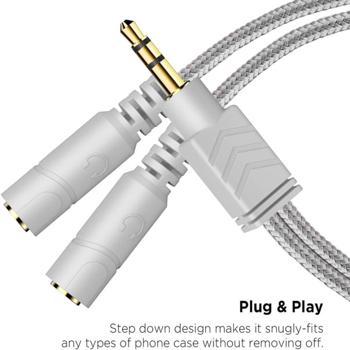 Headphone%20Splitter,%20Knitted%203.5mm%20Audio%20Splitter%20TRS%203-Pole%20Splitter%20Cable%20for%20Headphones%20Earphones%20Speakers%20-(%20White)%20-%20Image%208