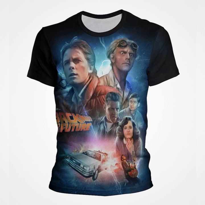 Classic Vintage T-shirts Back To The Future Men Print Tees Retro 3D Graphic Short Sleeve Streetwear Sport Adventure Tops T Shirt