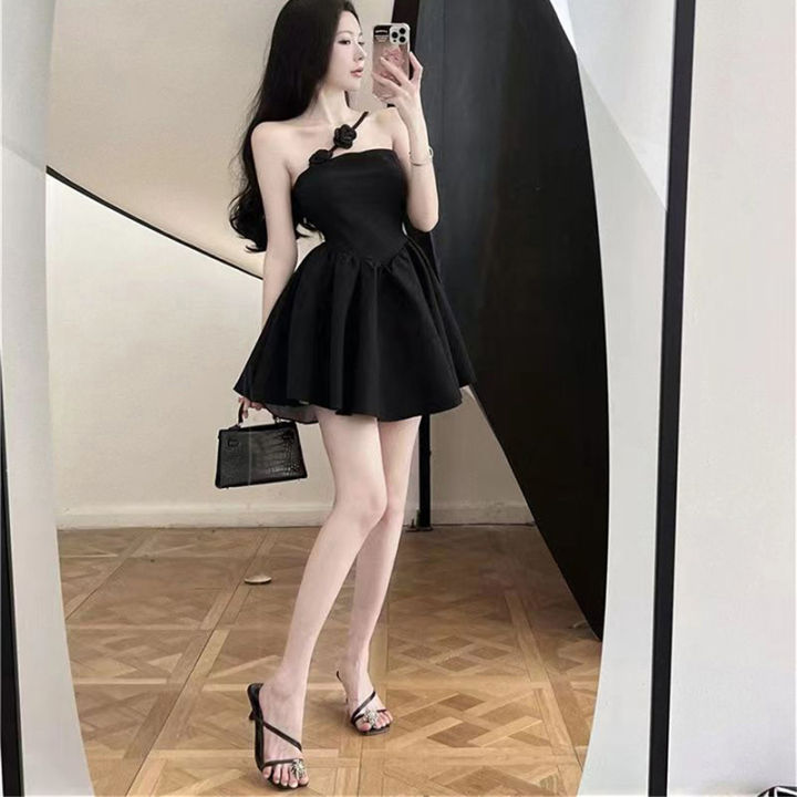 Dress%20Women%20Floral%20Sling%20High%20Waist%20Chic%20Black%20Boll%20Gown%202023%20Korean%20Dress%20-%20Image%203