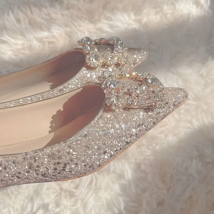 Wedding%20Shoes%20Women's%20Flat%20New%20Crystal%20Glitter%20Wedding%20Dress%20Xiuhe%20Bridesmaid%20Pregnant%20Women's%20Banquet%20Daily%20Wearable%20Crystal%20Shoes%20-%20Image%205