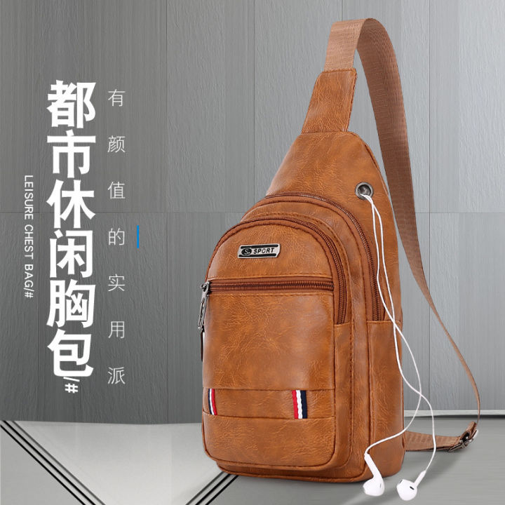 Cross-Border Hot Selling City Casual Chest Bag Men's Business LeisurePUSports Backpack Simple Waterproof Zipper Shoulder Bag