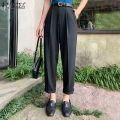 ZANZEA Korean Style Women Plain Casual Trousers Office Lady Commute Long Suit Pants Slacks. 