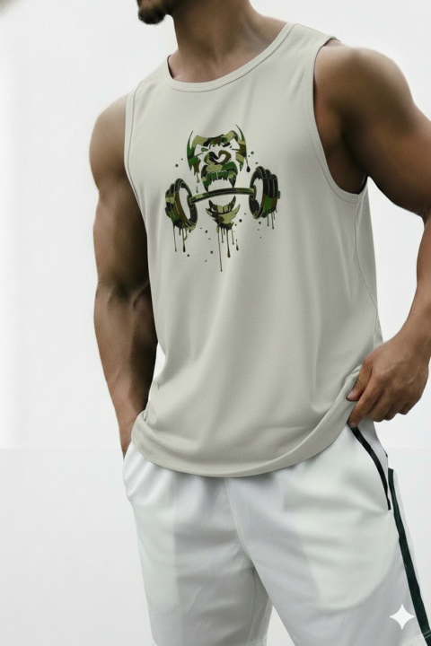 HARDER GYM Premium China mesh tank top // Sleeve less workout T-shirt For men