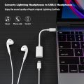 USB-C Male to Lightning Female Adapte, Type-C to Lightning Audio Adapter for Apple EarPods, iPhone 15, iPad, MacBook Pro. 