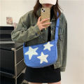 New Cute Star Crossbody Bag Korean Shoulder Bag for School Girls Versatile Star Large Capacity Tote Bag.