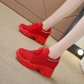 Inner Heightened Small White Shoes Women's 2023 New Spring Flying Woven Mesh Casual Sneakers Breathable Platform Daddy Shoes Summer. 