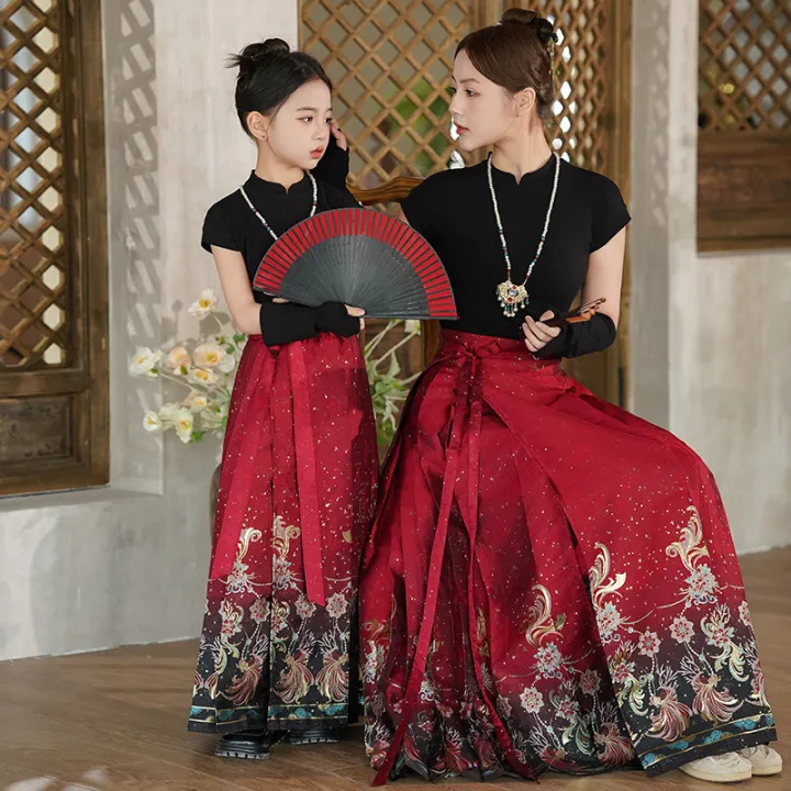 Girls'%20Horse%20Face%20Spring%20Mother%20Daughter%20Parent%20Child%20Tang%20Dress%20Chinese%20Style%20Hanfu%20Skirt%202024%20New%20Children's%20Performance%20Clothing%20-%20Image%202