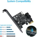 PCI-E 1X To USB 3.2 GEN1 5Gbps 20Pin Front Panel Header (To Type-C Front Panel Header) Front Panel Connector Riser Card. 
