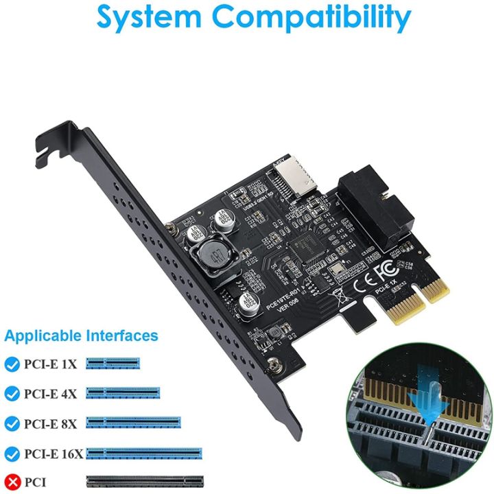 PCI-E%201X%20To%20USB%203.2%20GEN1%205Gbps%2020Pin%20Front%20Panel%20Header%20(To%20Type-C%20Front%20Panel%20Header)%20Front%20Panel%20Connector%20Riser%20Card%20-%20Image%206