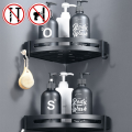 1/2/3pcs Bathroom WC Wall Shelf Triangle Shower Storage Rack Bath Shampoo Wall Free Punching Black Aluminum Toilet Corner Shelf. 