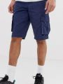 Navy Blue Cargo Short Pant For Men.