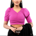 [ Sathi house ]Cotton Half Body short Sleeve Crop Tops Blouse for Women. 