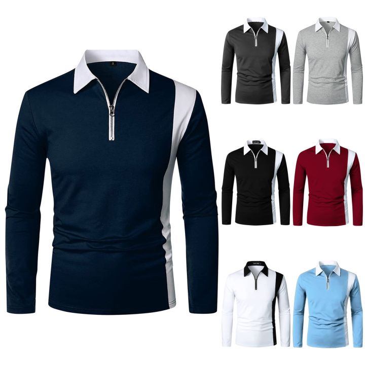 Men's%20Shirts%20Color%20Matching%20Fashion%20With%20Lapel%20Long%20Sleeve%20Shirt%20Two-color%20Splicing%20Shirts%20For%20Men%20Camisa%20Masculina%20Ropa%20Hombre%20-%20Image%203
