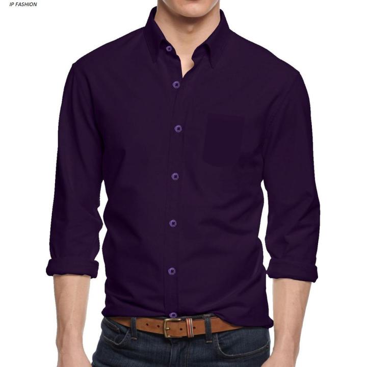 Purple Cotton Formal Shirt for Men