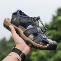 Big Size 38-48 Mens Sandals Summer Beach Sandals for Men Outdoor Leather Sandals Hiking Sandals for Men.
