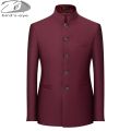 6Color Men's Solid Color Stand Collar Suit Chinese Style Slim Fit Blazer Male ZhongShan Suit Jacket Chinese Tunic Suit one Piece. 