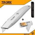 TOLSEN Retractable Utility Cutter with 10pcs refill Blade (61x19mm) Aluminium Body Box Cutter Model: 30008 + 30010. 