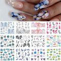 12pcs Marble Wave Nail Stickers Ink Watercolor Stone Water Transfer Sliders Tattoo Nail Art Decals Summer Flower Manicure BN3125. 