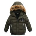 Keep Warm Autumn Winter Boys Jacket Fur Collar Hooded Baby Coat Fashion Zipper Boy Outerwear 2-6 Year Kids Clothes Birthday Gift.