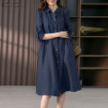 ZANZEA Women's Vintage Button Up Solid Midi Dresses Commute Leisure Lapel Shirtdress #8.