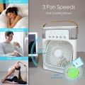 MIN AIR COOLER FAN WITH SEVEN COLORS LED LIGHT, HUMIDIFIRE, MIST MAKING SYSTEM WITH PERFUME DISPENSER. 